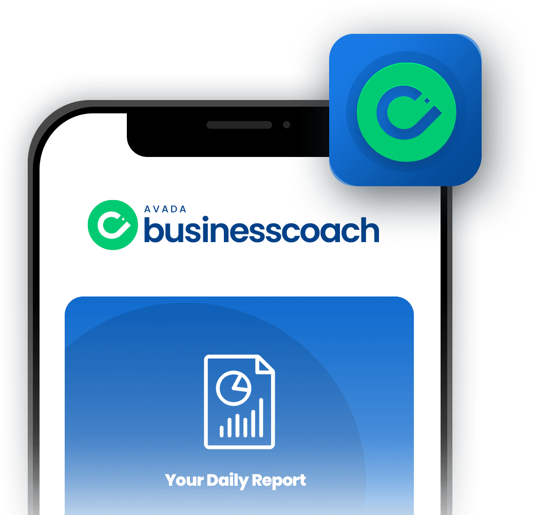 A phone with the business coach app on it.